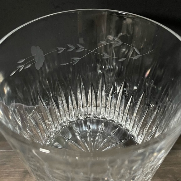 Princess House Heritage Crystal Ice Bucket | Etched Floral Heavy Cut Glass - Picture 3 of 6